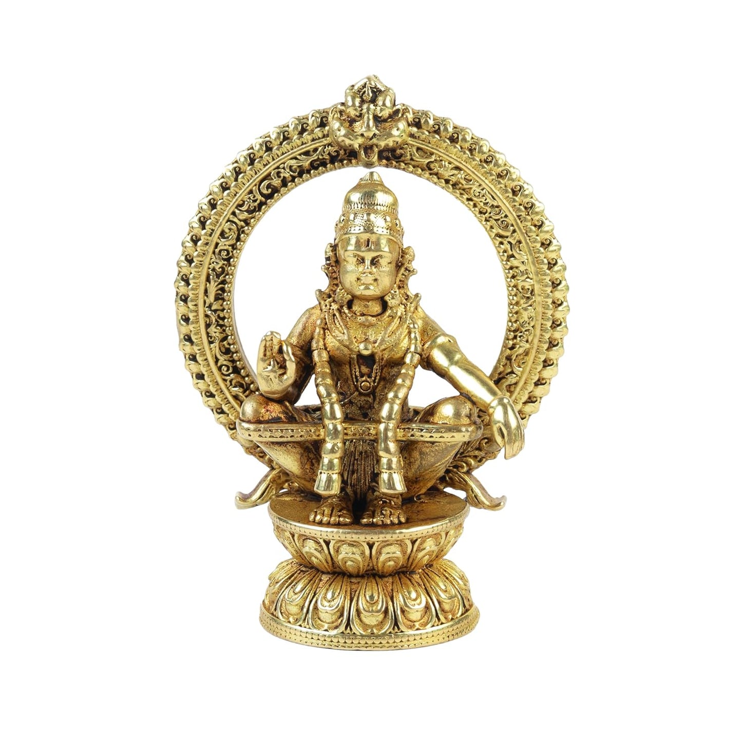 Klassic 2.5 Inch Brass Lord Ayyappa Idol for Home Temple, Mandir & Office Desk