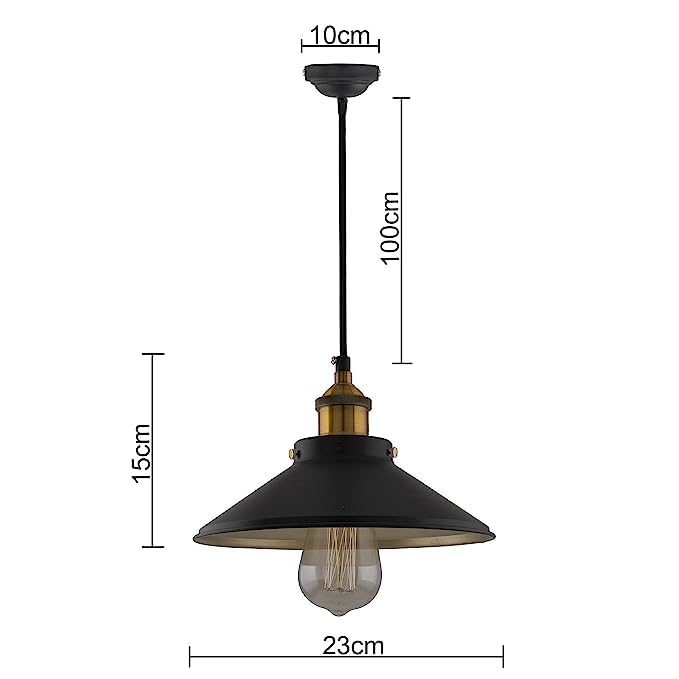 Lexton Black Barn Cone Pendant Light – Metal Hanging Lamp