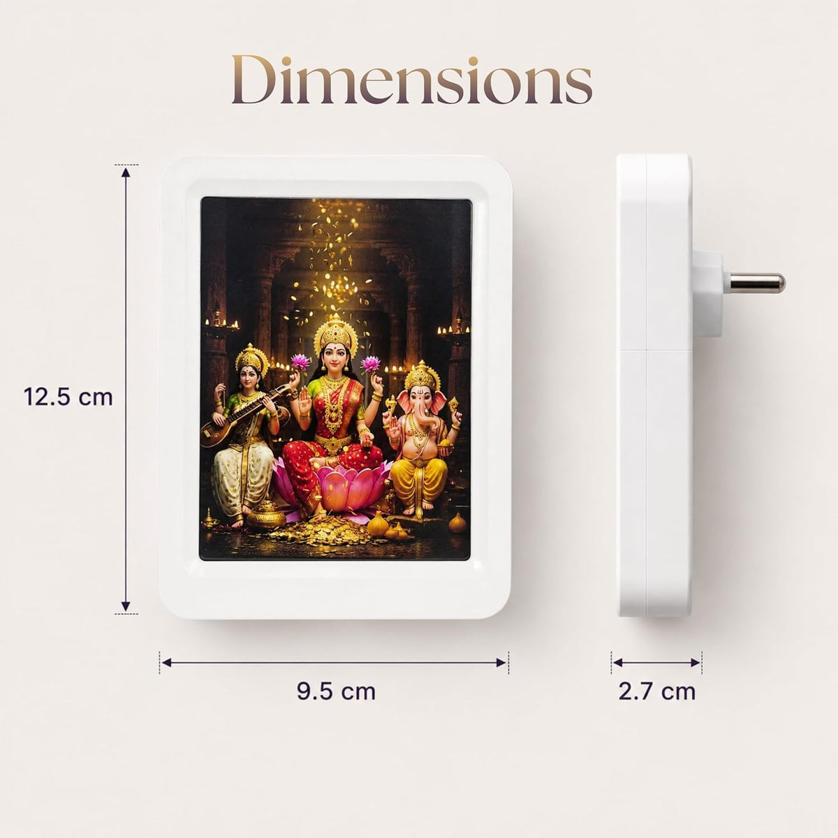 Lexton 5" LED Laxmi Ganesh Saraswati Night Light | Warm White