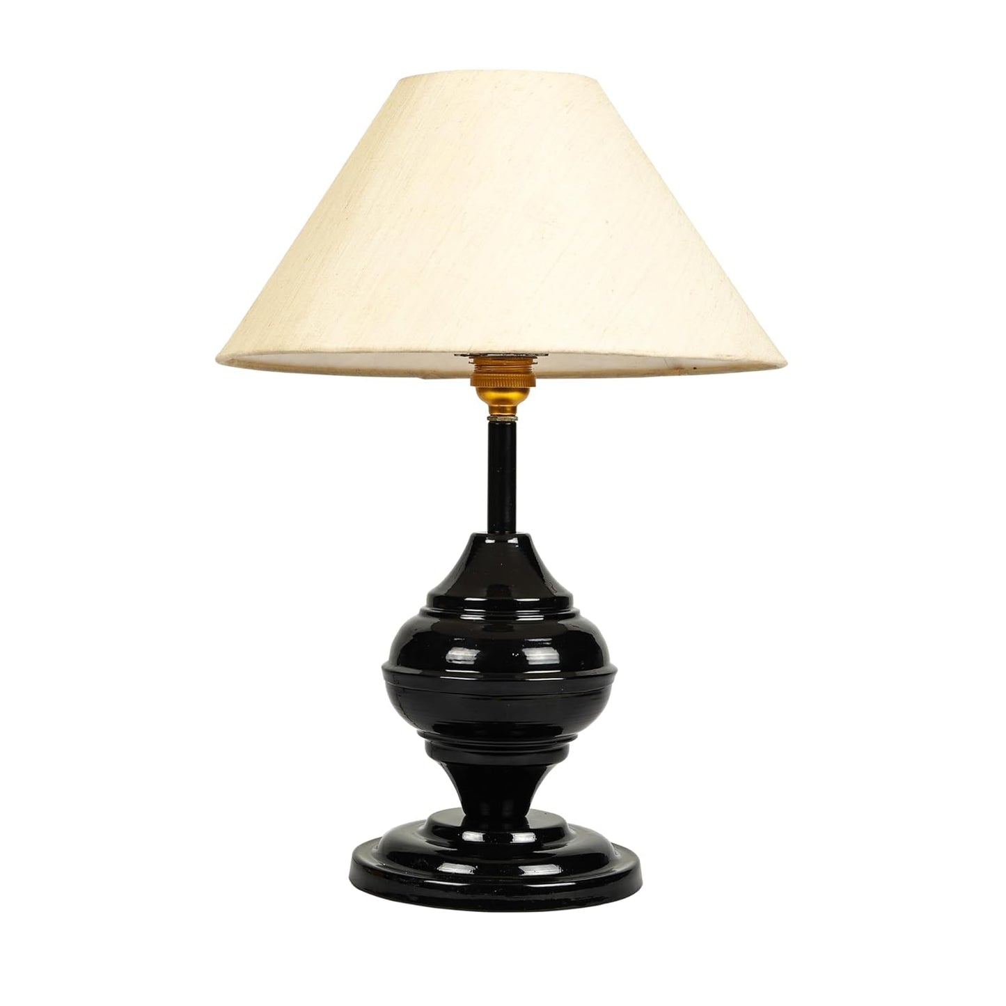 Lexton Black Metal Base Table Lamp with beige fabric shade, perfect for bedroom, living room, or study room décor. iCraft by Eagle