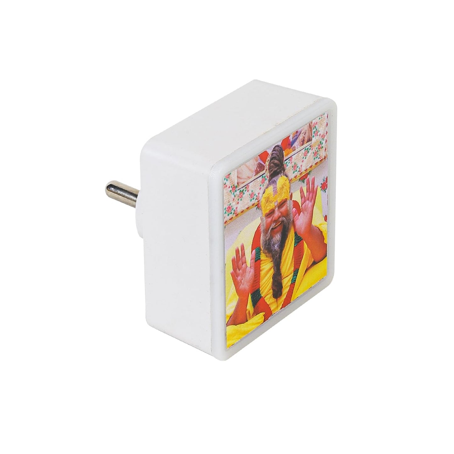 Lexton Premanand Ji Maharaj LED Night Lamp. Warm white 0.5W light creates a serene spiritual ambiance