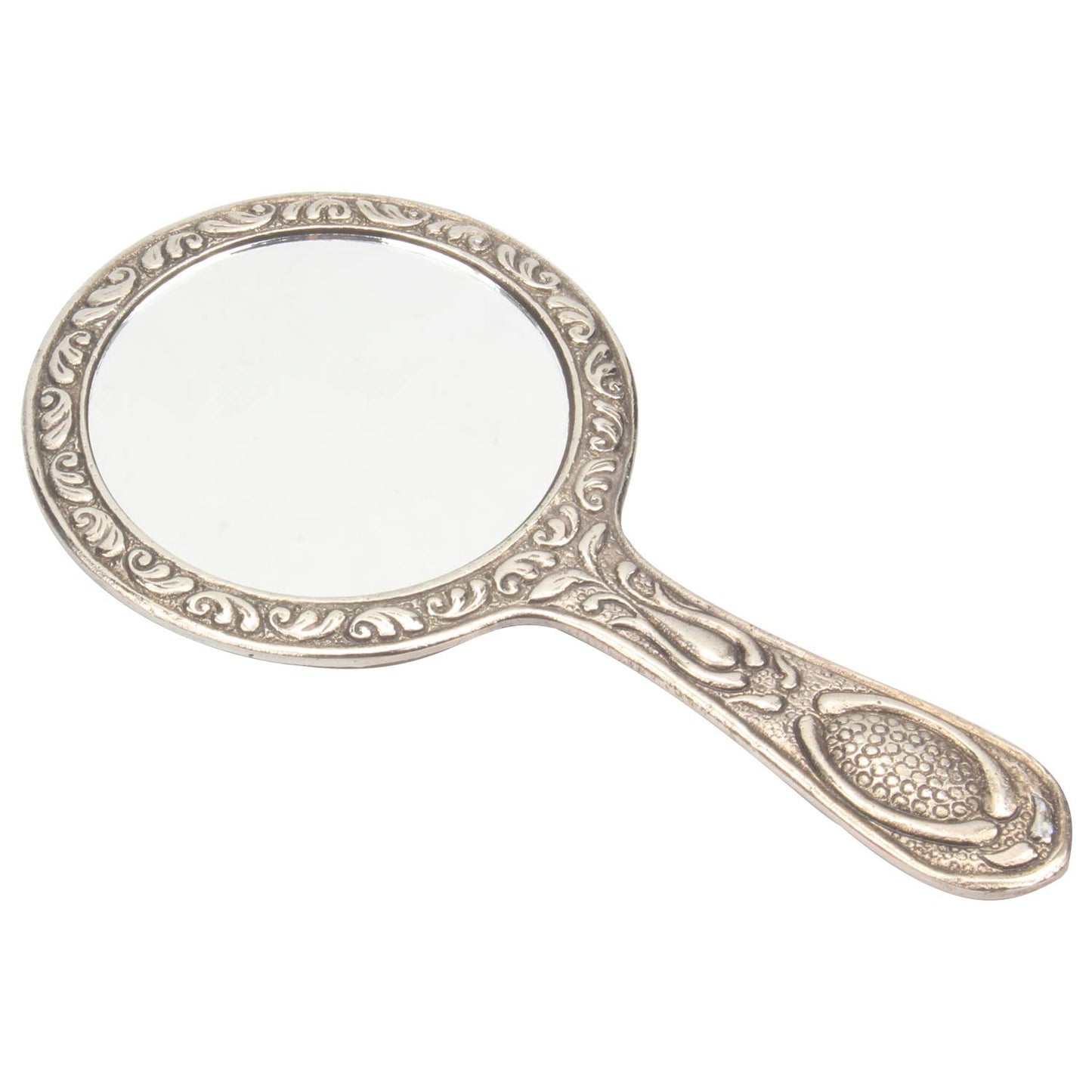 iCraft ICCM02 Hand Carved Metal Round Hand Mirrors for Home Decorations (Metal, Pack of 1)