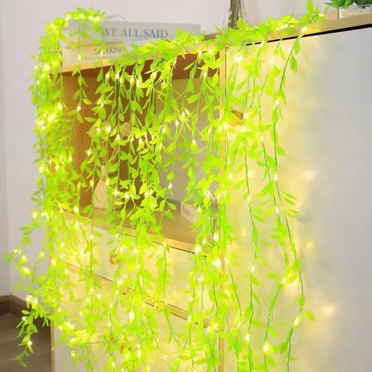 Lexton Artificial Leaf Curtain LED String Light, 180 LED, 8 Modes | Perfect for Bedroom, Living Room, Window, Wall, Wedding, Festival, Party & Home Decor