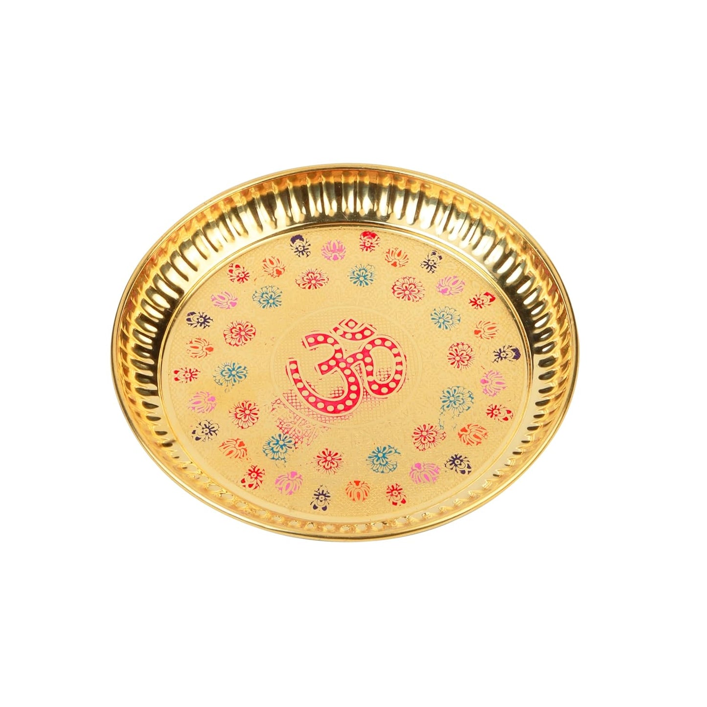 Klassic 6 Inch Pure Brass Om Puja Thali