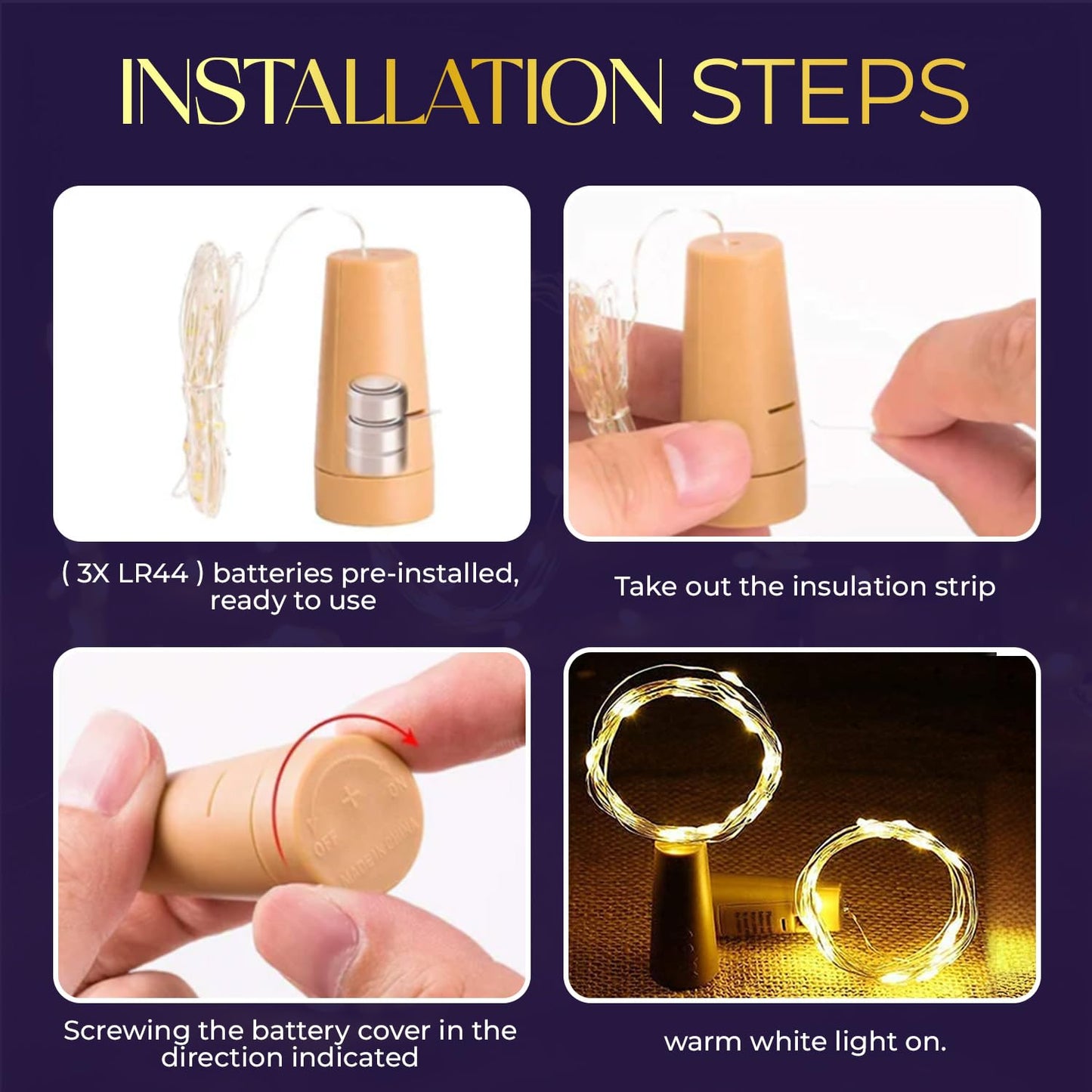 Lexton 20 LED Wine Bottle Cork Lights (Warm White, Pack of 2) iCraft by Eagle