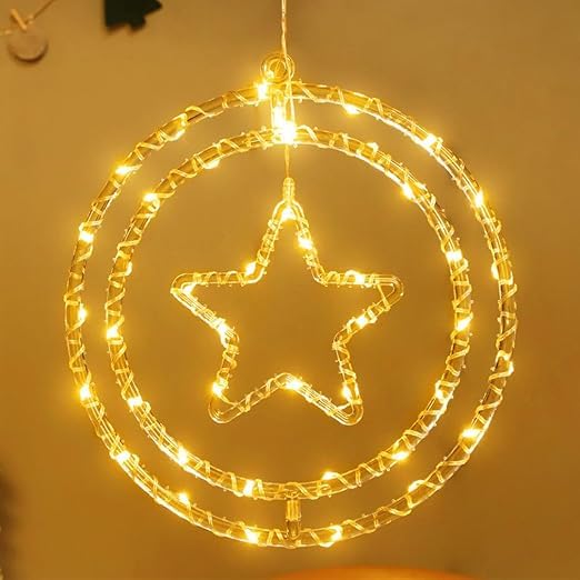 Lexton Star Ring LED Hanging Light, Warm White Decor for Home & Balcony
