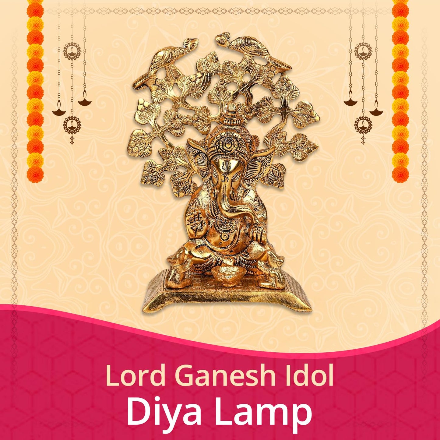Klassic Goden Lord Ganesh Idol Diya Lamp