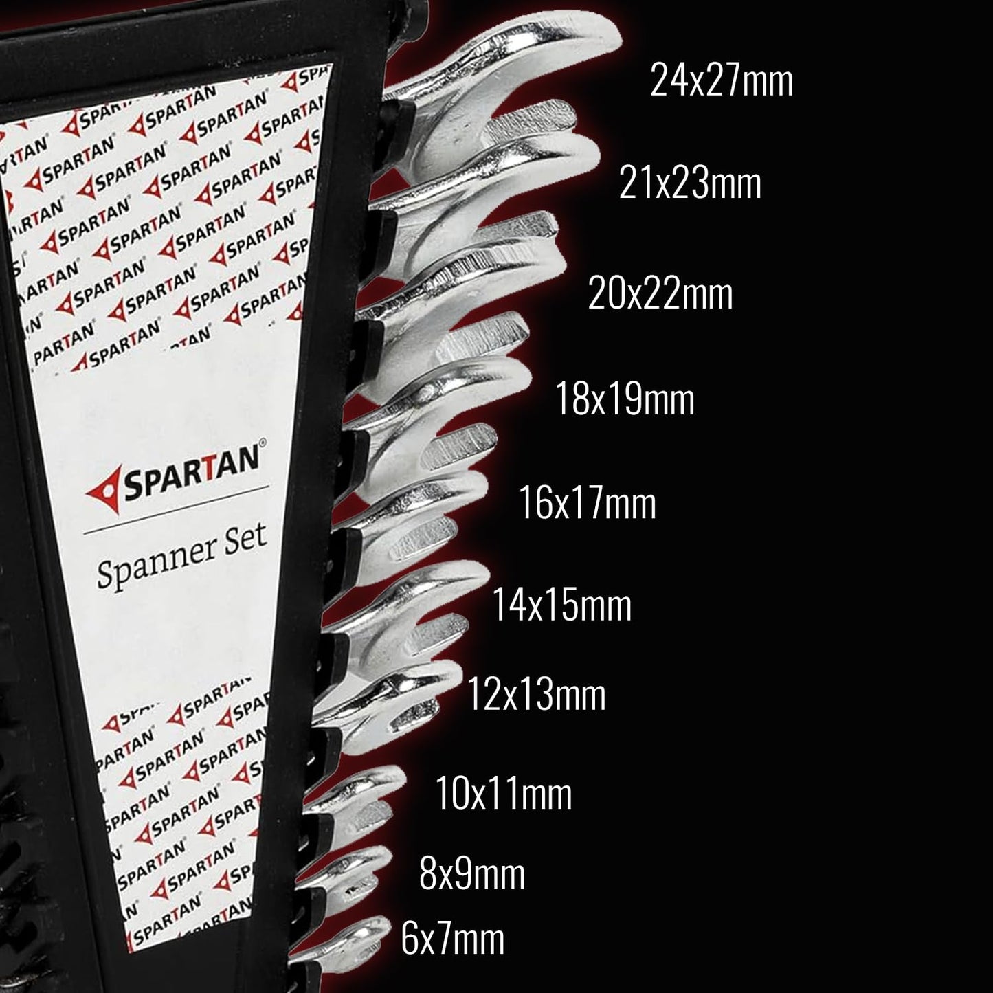 SPARTAN Carbon Steel Open Jaw Spanner Set/Wrench Set/Tool Kit Multipurpose Home Use and Professional Spanners, Corrosion Resistant Chrome Plating DOE Jaw Spanners (10 Piece)