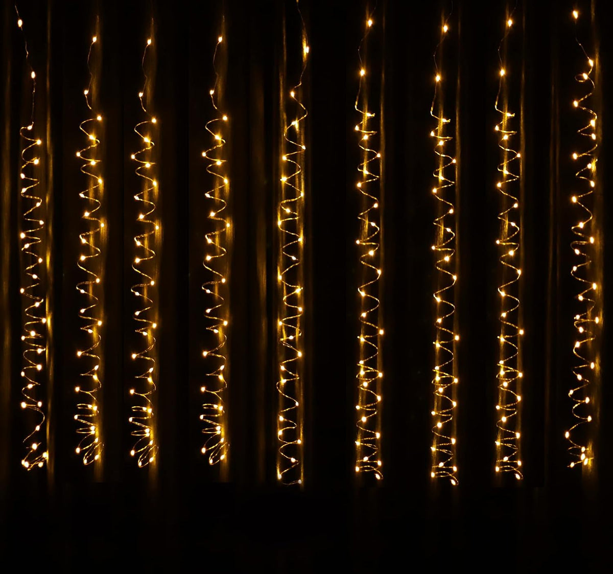 Lexton 3M Copper Curtain Fairy Lights, 300 LED Warm White String Lights with Remote & USB Power