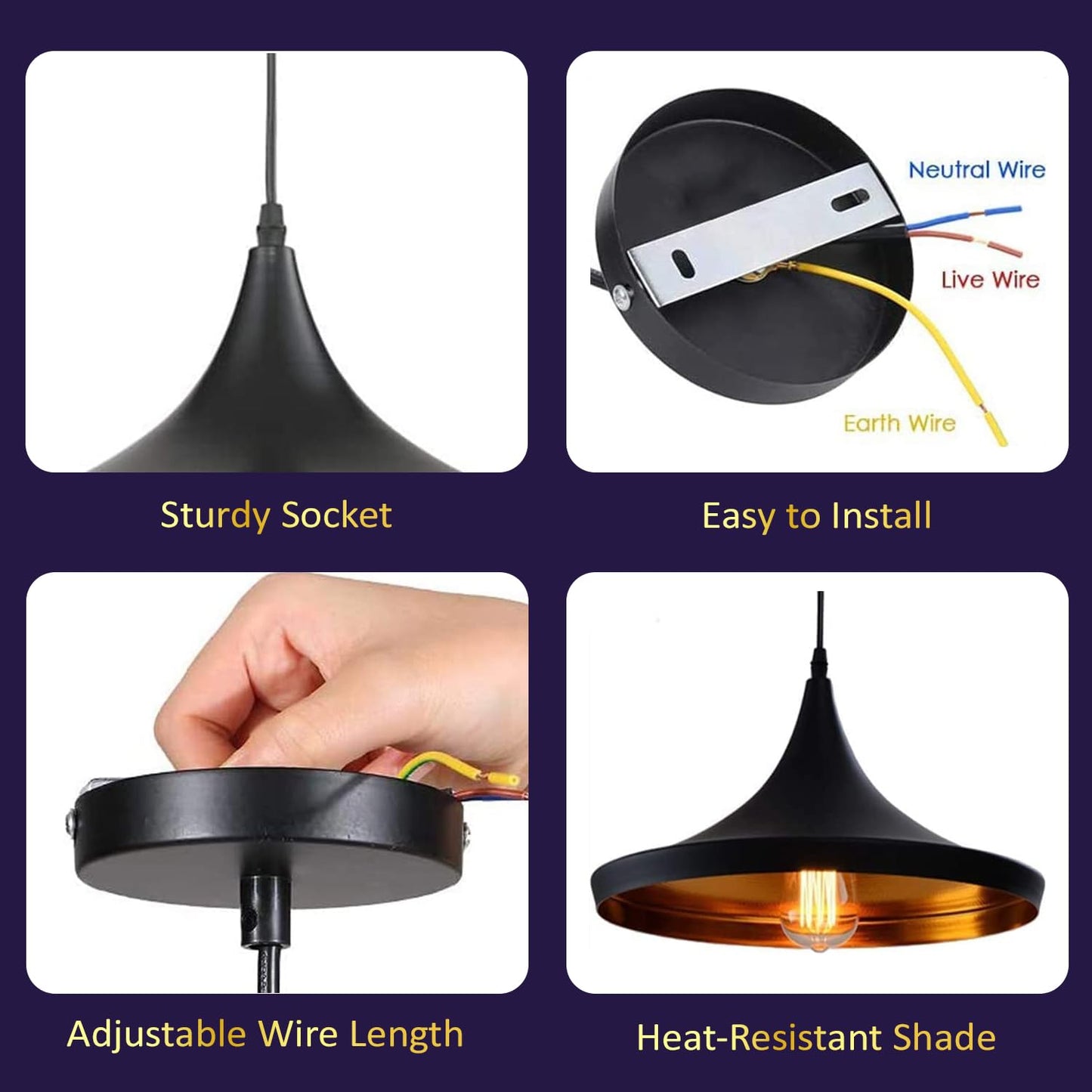 Lexton E27 Round Antique Ceiling Light – Black Aluminium, Pack of 1 iCraft by Eagle