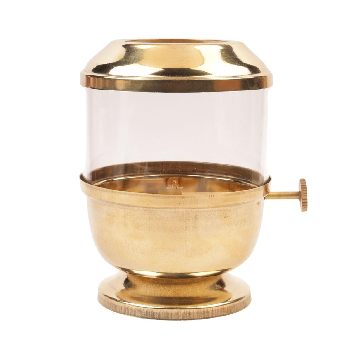 Klassic Pure Brass Akhand Diya 6 Inch with Glass Cover & Adjustable Bati