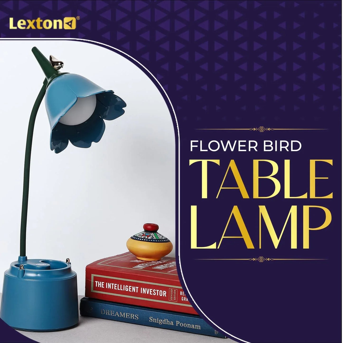 Lexton Flower Bird Table Lamp – USB Rechargeable, 3 Color Modes. iCraft by Eagle