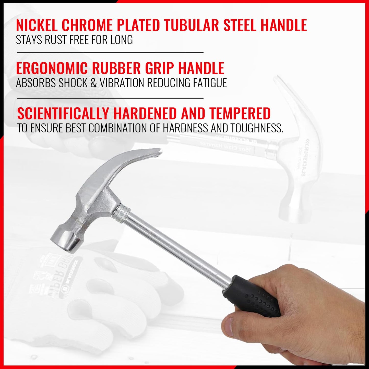 Spartan Curved Claw Hammer Rubber Handle, DIY & Professional Use iCraft by Eagle