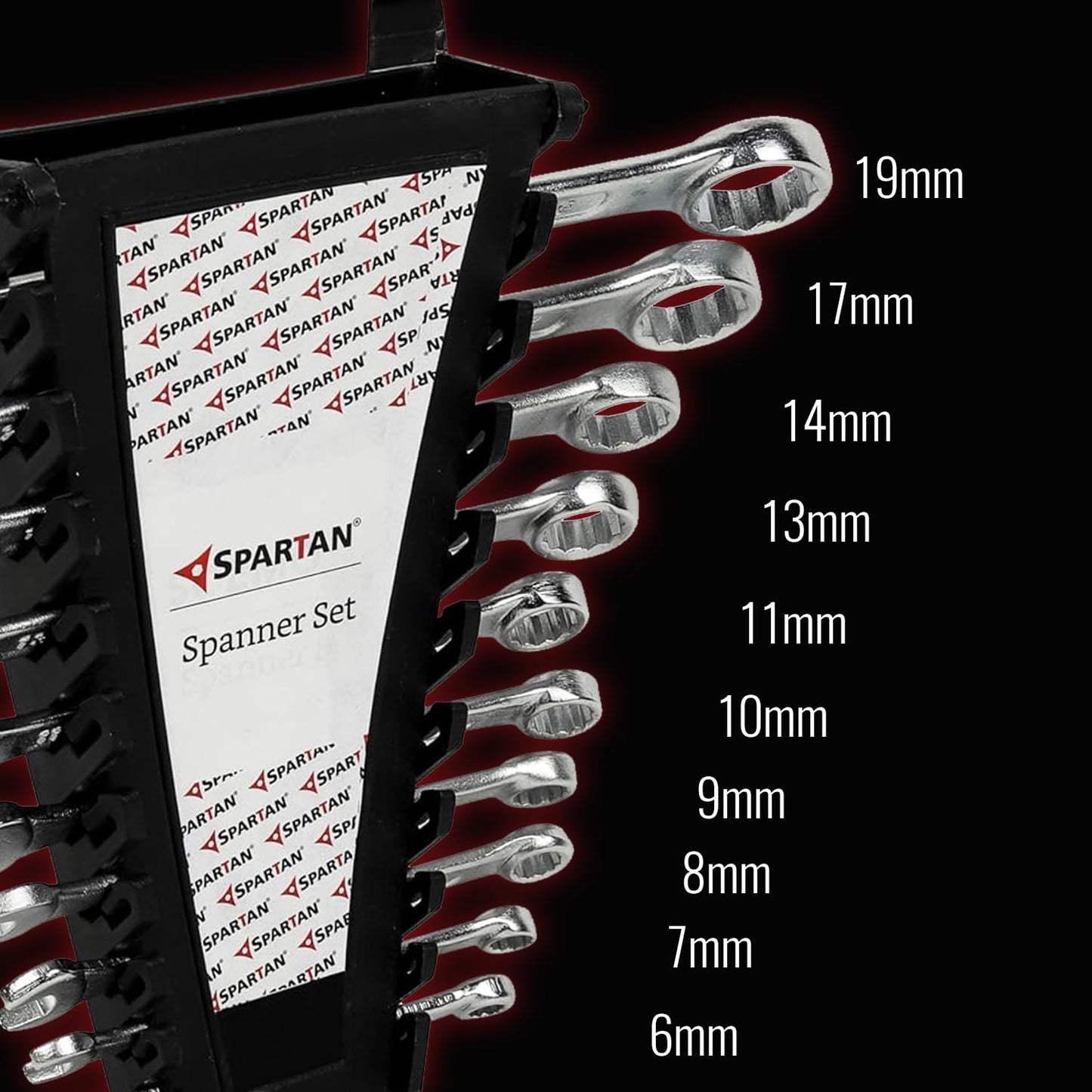 SPARTAN Carbon Steel Combination Spanner Set/Wrench Set/Tool Kit Multipurpose Home Use and Professional Spanners, Corrosion Resistant Chrome Plating Open Jaw and Ring Spanners (Silver, Set of 10) iCraft by Eagle