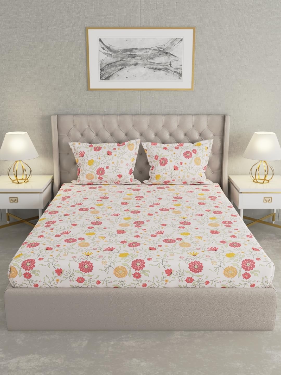 Raymond Home 104 TC Cotton Double Bedsheet with 2 Pillow Covers (012204-BF01)