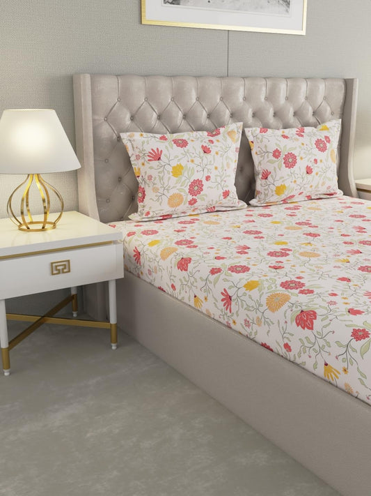 Raymond Home 104 TC Cotton Double Bedsheet with 2 Pillow Covers (012204-BF01) iCraft by Eagle