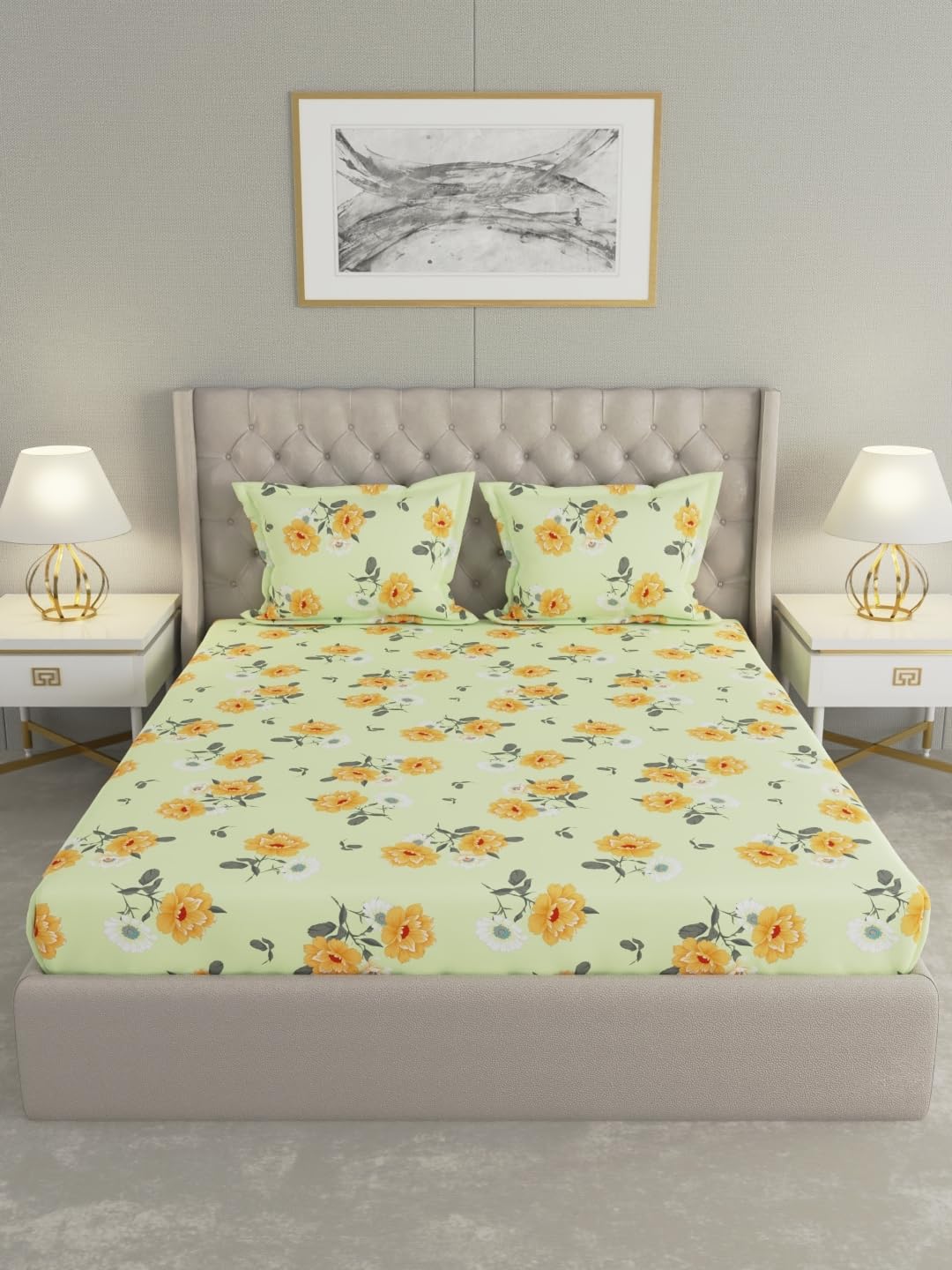 Raymond Home 104 TC Cotton Double Bedsheet with 2 Pillow Covers (012203-BF03)