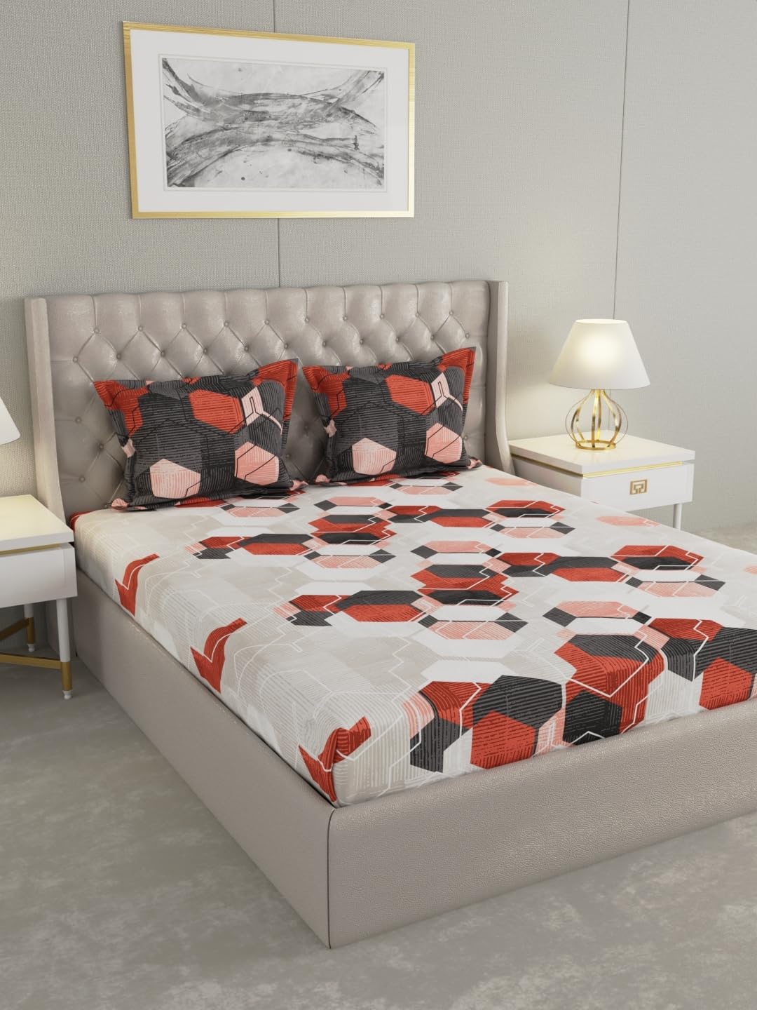 Raymond Home Camphor 144TC Queen Size One Doube Bed Sheet with Two Pillow Cover iCraft by Eagle