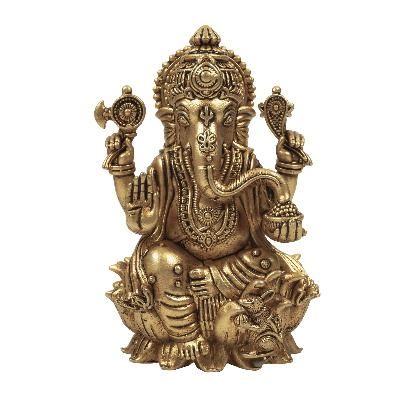 Klassic Lord Ganesha Idol 3.5 Inch | Pure Brass Antique Finish Murti | Pooja Mandir Décor | Diwali Gift