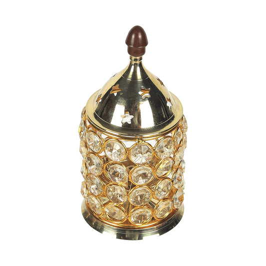 Klassic Brass & Crystal Akhand Diya – Medium, Golden - iCraft by Eagle