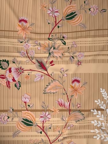 Raymond Home Celebrate Floral Printed Double Bedsheet with 2 Pillow Covers | Queen Sized, 120 TC, Cotton Rich (2.24 m X 2.54 m,Pack of 1, Brown -012347-BF03)