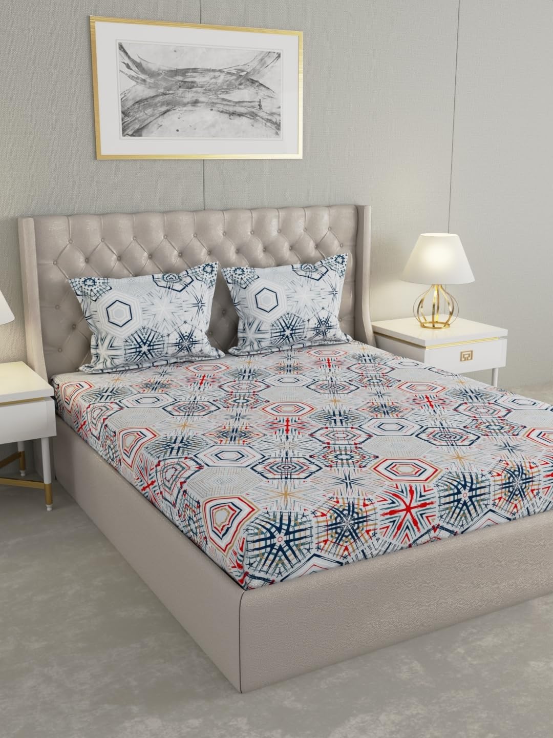 Raymond Home 144 TC Cotton Double Bedsheet with 2 Pillow Covers (012396-BF01) iCraft by Eagle