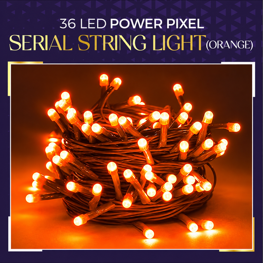 Lexton 36 LED Power Pixel Orange String Lights with Vibrant LEDs for Home and Outdoor Decor