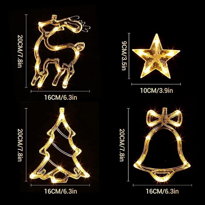 Lexton Curtain LED String Lights with Stars, Bells & Deer