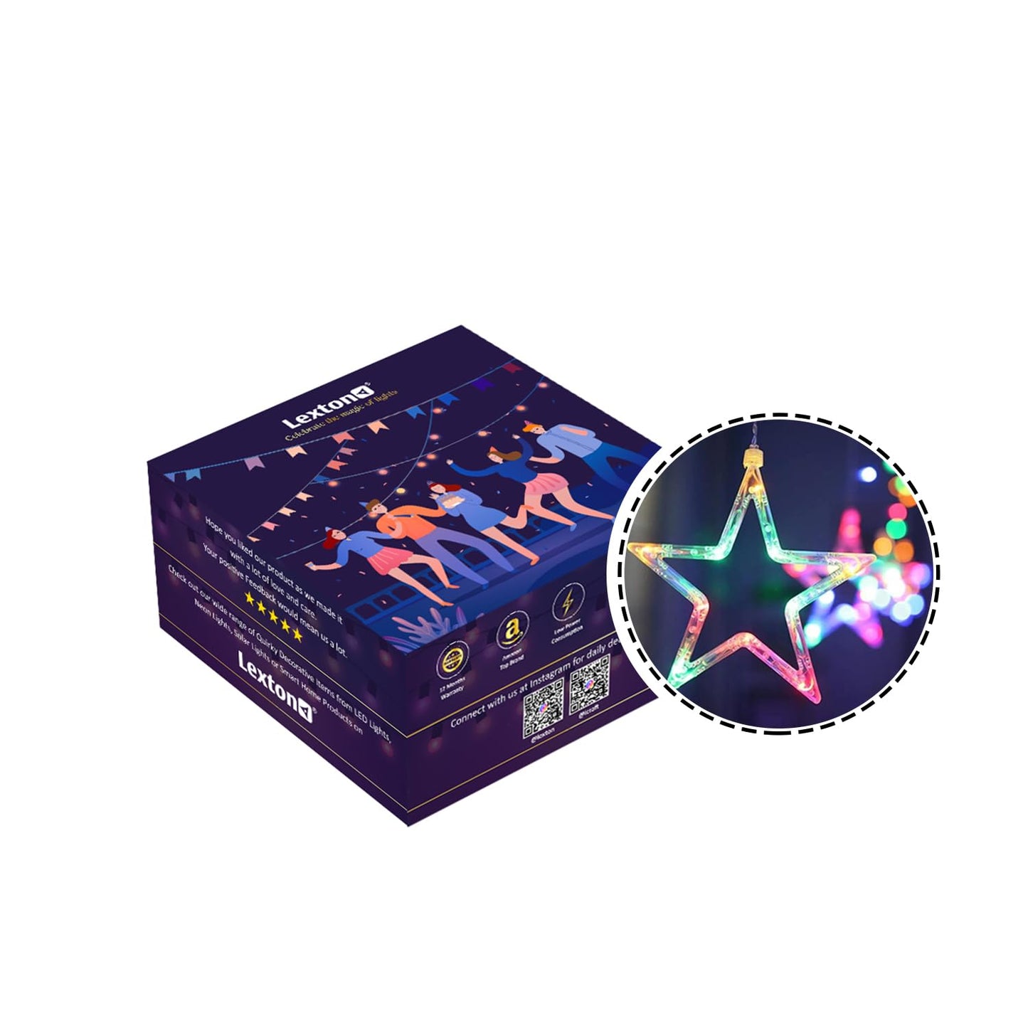 Lexton 12 Star Curtain Star Lights with 8 Modes