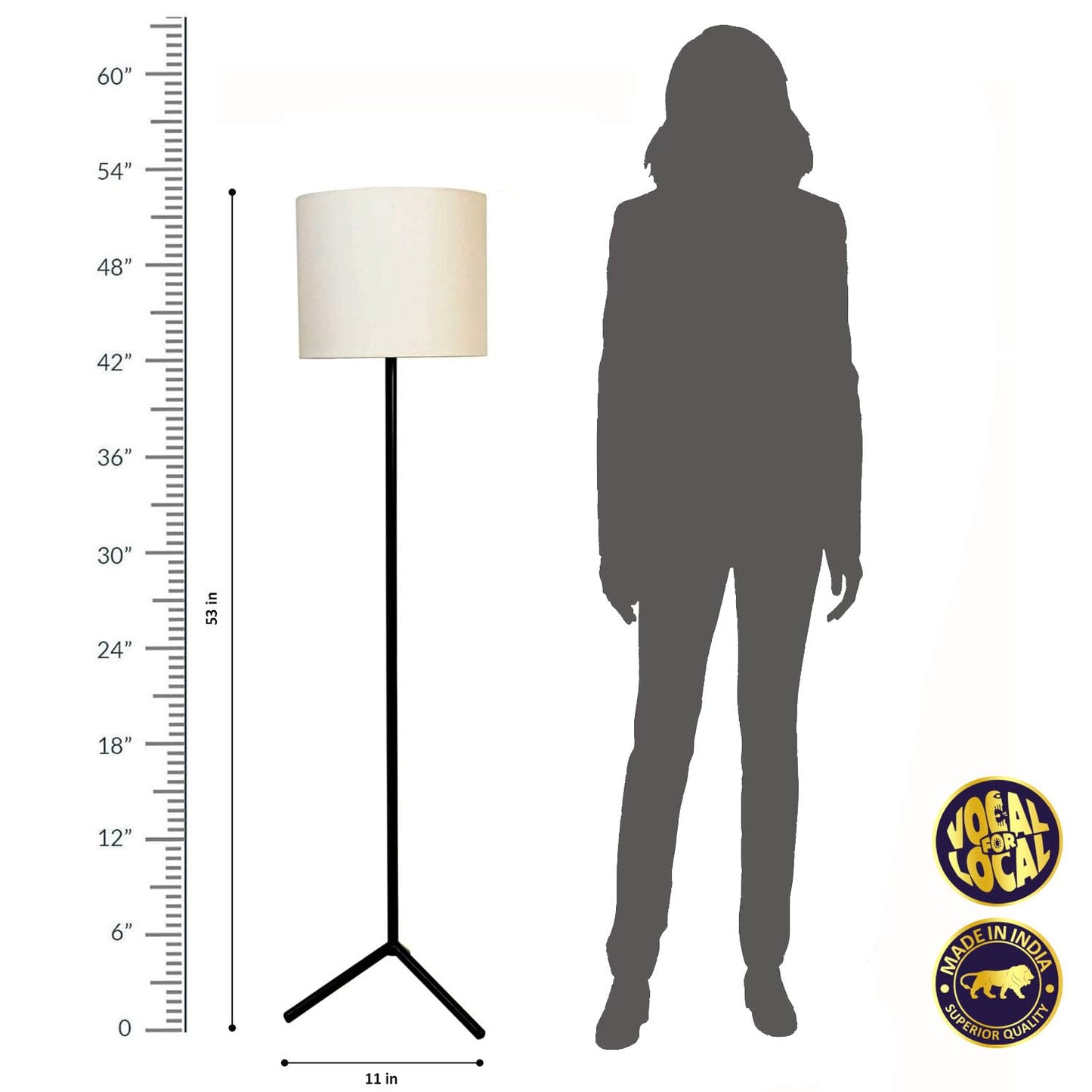 Lexton Black Tripod Floor Lamp with White Fabric Shade, DIY Eco Style