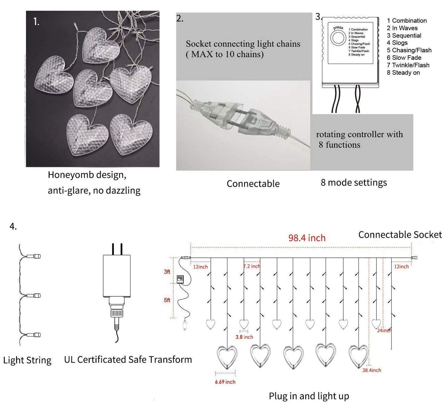 "Lexton Heart String Lights – 12 Hearts Warm White Decoration" iCraft by Eagle