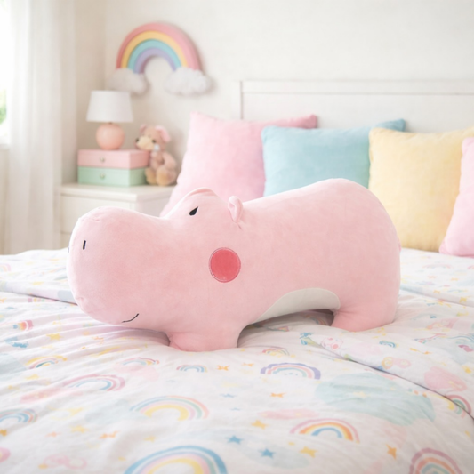 HANKLEY 21.6 Inch Pink Hippo Plush Toy Soft Stuffed Animal for Kids & Gifting
