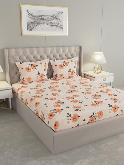 Raymond Home Royal King Cotton Double Bedsheet with 2 Pillow Covers – Orange (012203-BF01)
