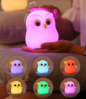 
                  
                    Lexton Cute Owl Night Light, Silicone Warm White, Nursing Room Indoor Light, USB Rechargeable Bedside Lamp, 1 Pc
                  
                