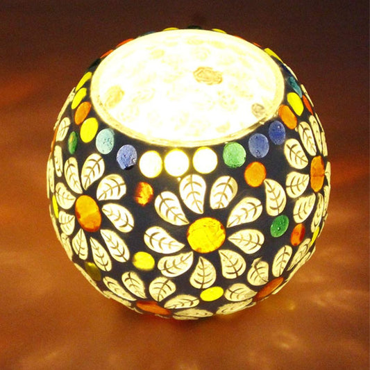 Lexton Glass Mosaic T-Light Candle Holder | Handcrafted Decorative Showpiece