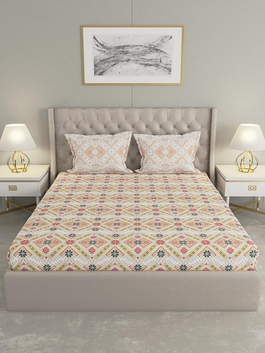 Raymond Home Camphor 144TC Queen Size One Doube Bed Sheet with Two Pillow Cover