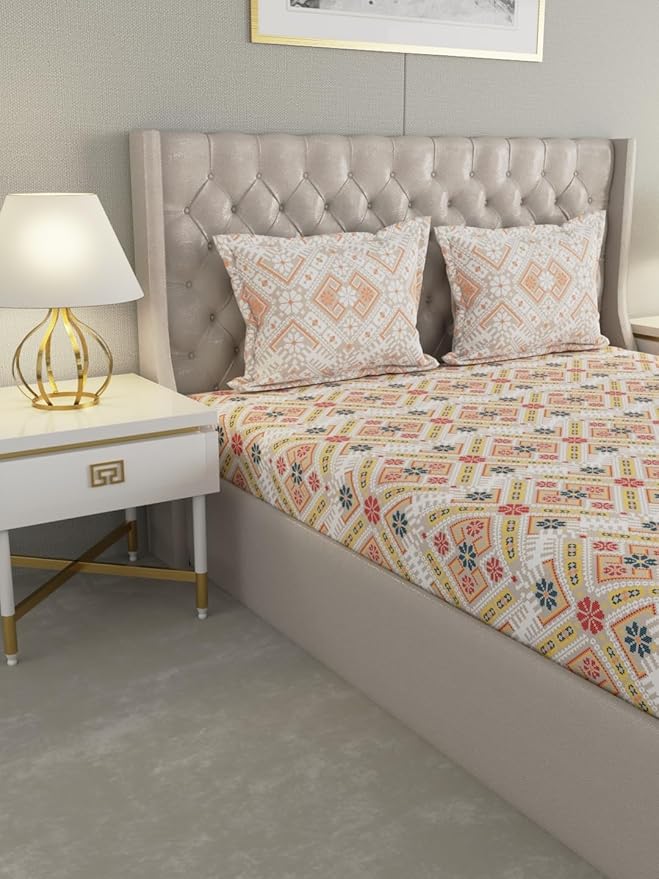 Raymond Home Camphor 144TC Queen Size One Doube Bed Sheet with Two Pillow Cover