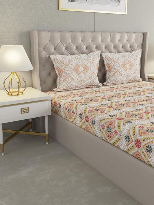 Raymond Home Camphor 144TC Queen Size One Doube Bed Sheet with Two Pillow Cover
