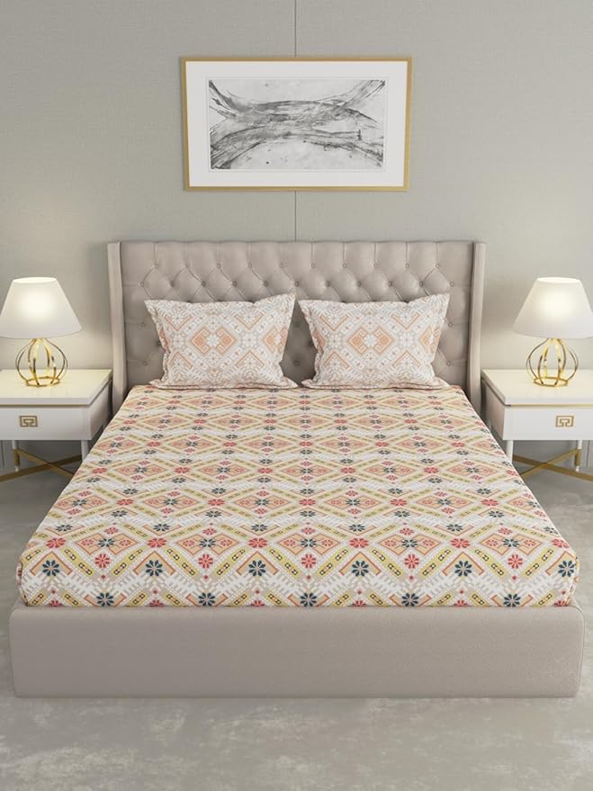 Raymond Home Camphor 144TC Queen Size One Doube Bed Sheet with Two Pillow Cover