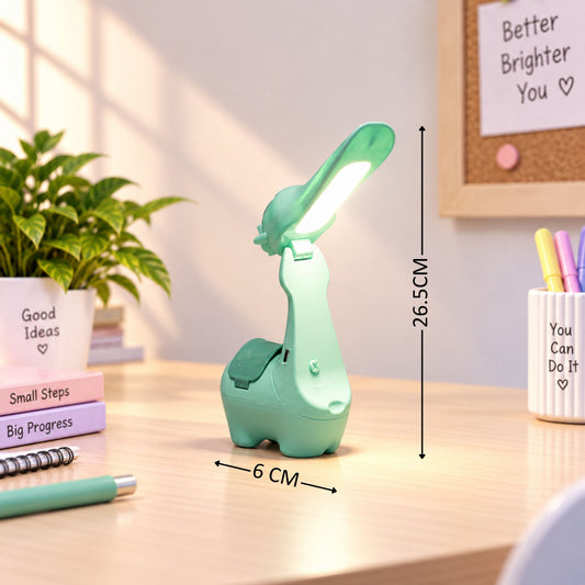 Lexton 10.5-Inch Alpaca Folding LED Table Lamp | Rechargeable Kids Study Lamp with Pen Holder