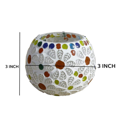 Lexton Glass Mosaic T-Light Candle Holder | Handcrafted Decorative Showpiece