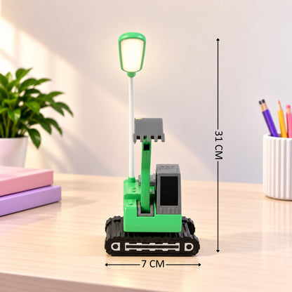 Lexton 12-Inch Excavator LED Desk Lamp | Rechargeable Kids Study Lamp with Phone Holder & Storage