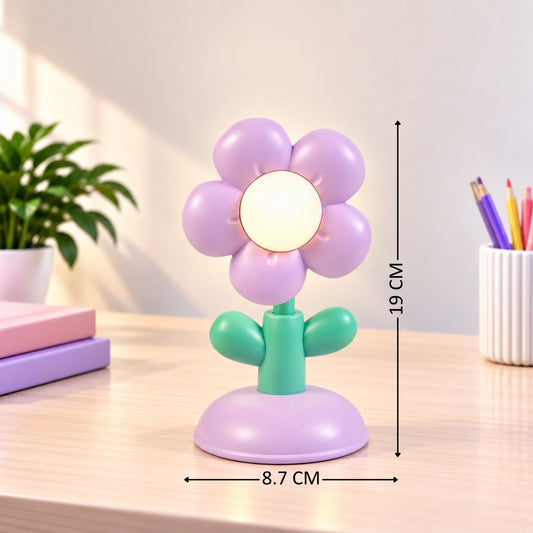 Lexton 7.5-Inch Flower LED Table Lamp | Rechargeable Kids Study & Reading Light with USB Charging