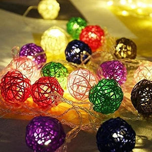 
                  
                    Lexton Rattan Balls Fairy String Light | 20 Balls Led String Light | Warm White | Plug Sourced | for Indoor & Outdoor Decorations, Festivals, Diwali, Christmas, Wedding, Birthday, Party
                  
                