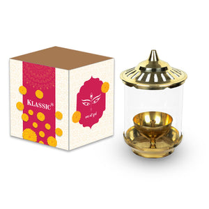 
                  
                    Klassic Large Akhand Diya with Borosilicate Glass Shade | High-Quality Brass | Diya for Pooja, Home Decoration & Gifts & Gold Lid for Jyoti Lighting in Bedroom & Mandir(7 inches, Cylindrical)
                  
                