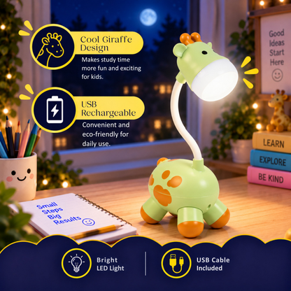Lexton 9.5-Inch Giraffe LED Table Lamp | Rechargeable Kids Study & Reading Light