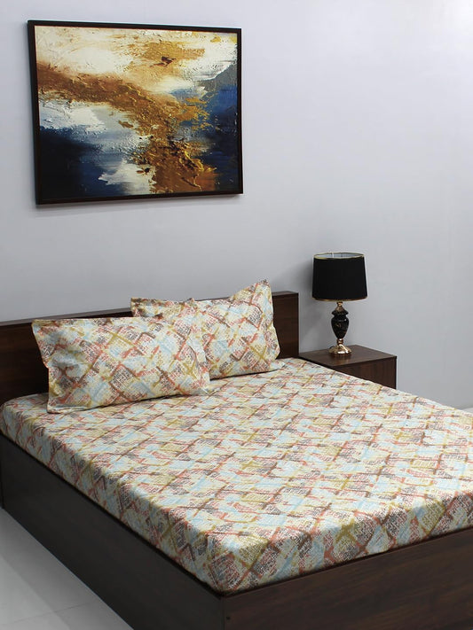 Raymond Home Jazzy Cotton Rich 120 TC Double Bedsheet with 2 Pillow Covers