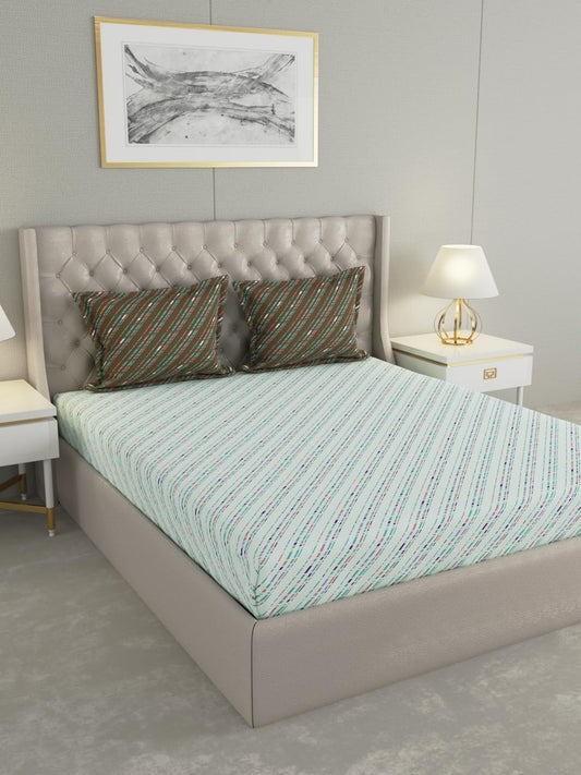 Raymond Mystique Queen Size Double Bedsheet Set – 110 TC, Green