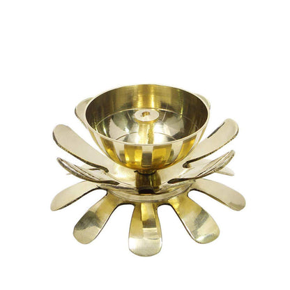 Klassic Two-Layer Lotus Petal Akhand Diya – Medium, Golden