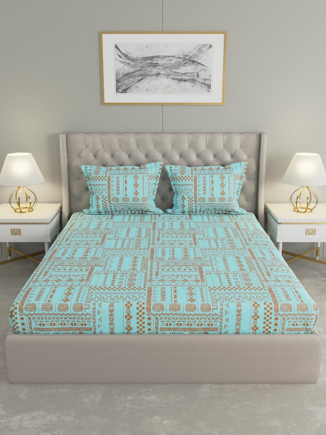 Raymond Home 104 TC Cotton Double Bedsheet with 2 Pillow Covers (012205-BF01)